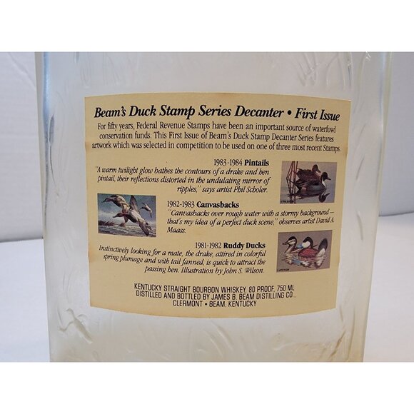 1980's Jim Beam Bourbon Duck Stamp Series Decanter First Issue Empty Preowned - Picture 5 of 7